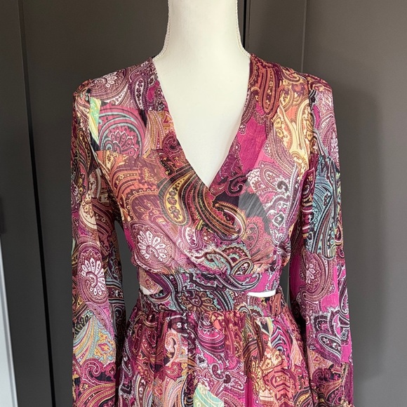 Zara Paisley Cut Out Maxi Dress Size M - Picture 3 of 11